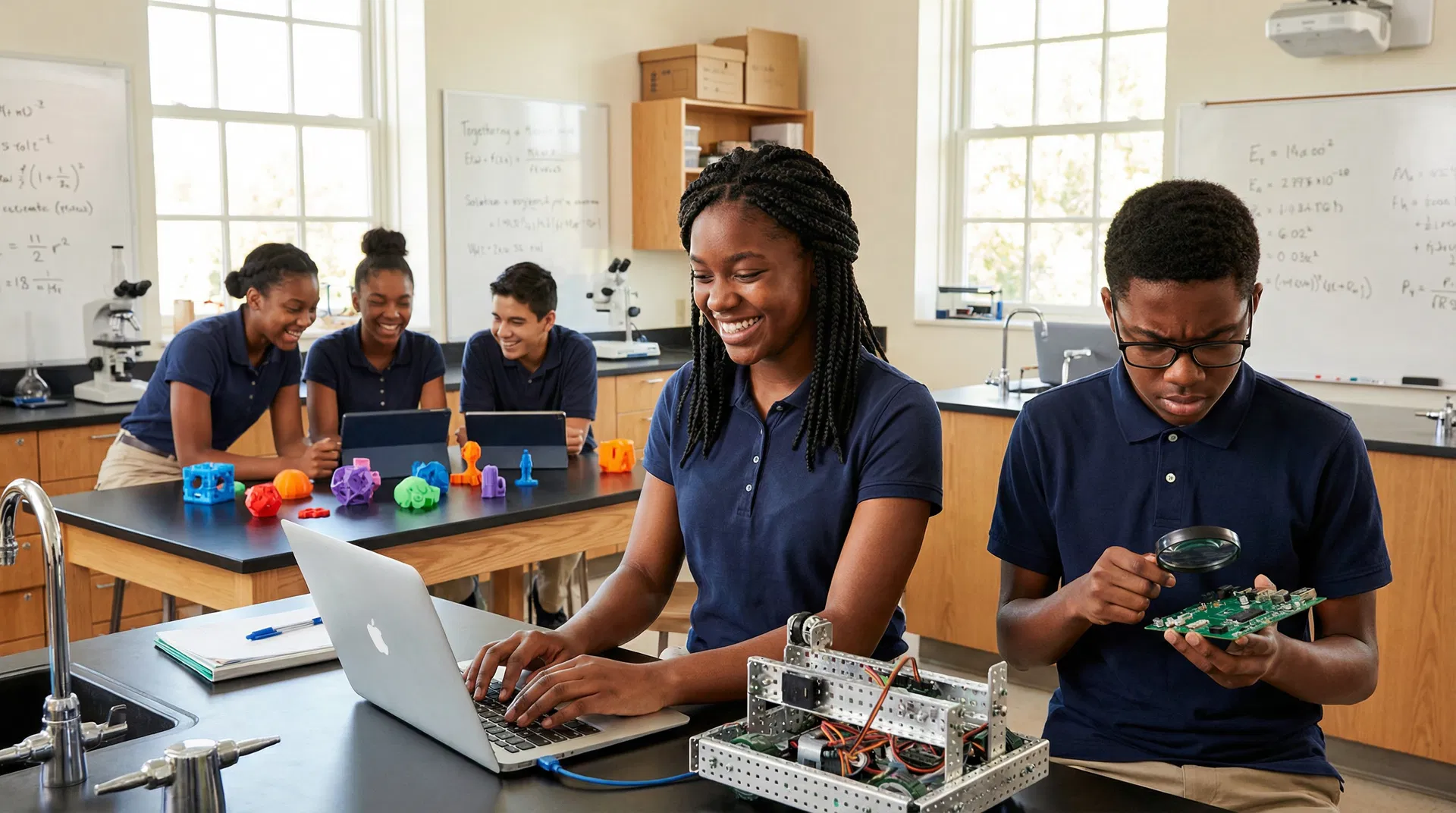 Dream Elite Academy STEM students working in a science lab
